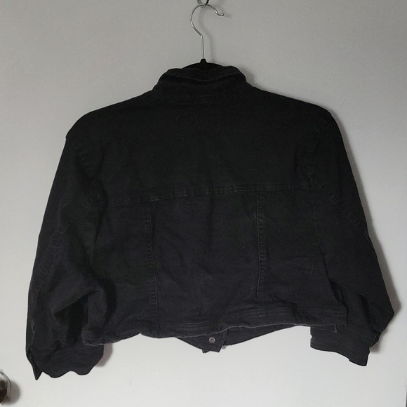 Black Jean Cropped Jacket - Picture 4 of 4
